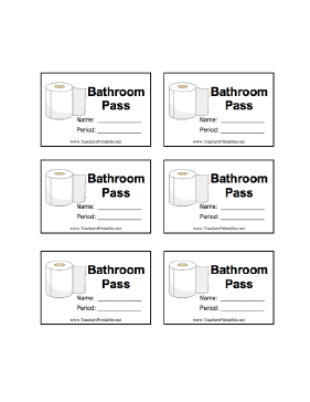 Bathroom Pass With Name Teachers Printable