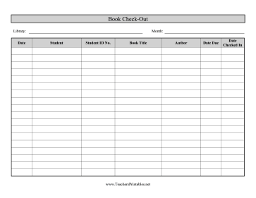 Book Check-Out Teachers Printable