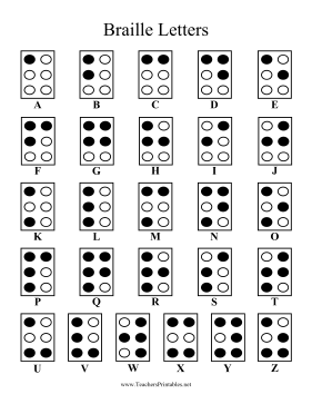 Braille Alphabet Teachers Printable