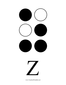 Braille Z Teachers Printable