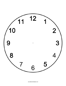 Clock face Blackline Master Teachers Printable