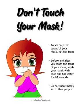 Dont Touch Your Mask Sign Teachers Printable