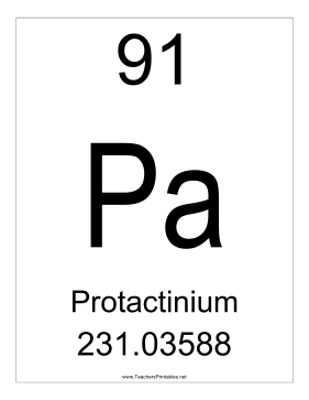 Protactinium Teachers Printable