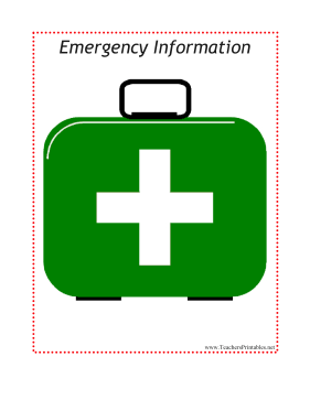 Emergency Information Sub Tub Divider Teachers Printable