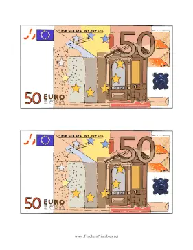 Fifty Euro Note Obverse Teachers Printable