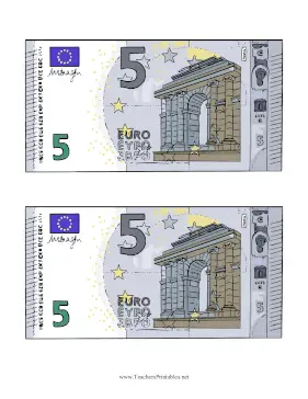 Five Euro Note Obverse Teachers Printable
