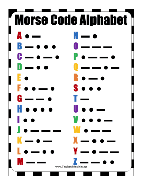 Morse Code Alphabet Teachers Printable