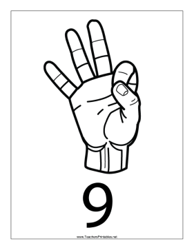 Number 9-Outline-With Label Teachers Printable