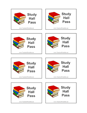 Study Hall Pass Teachers Printable