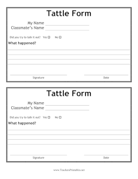 Tattle Form Teachers Printable