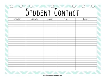 Teacher Organization Binder Student Contact Teachers Printable