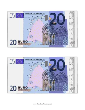 Twenty Euro Note Obverse Teachers Printable