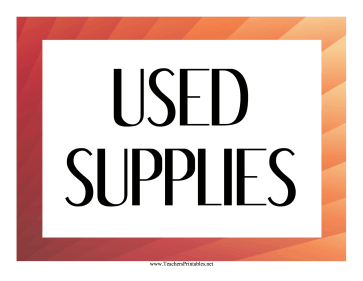 Used Supplies Label Teachers Printable