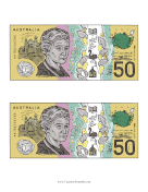 AUD Fifty Dollar Note Reverse
