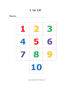Colorful 1 to 10 Numbers Chart