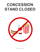 Concession Stand Closed Sign