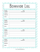 Teacher Organization Binder Behavior Log