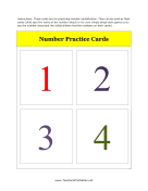 1 to 4 Number Flash Cards teachers printables