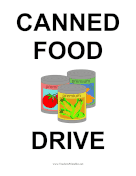 Canned Food Drive Sign teachers printables