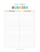 Class Buddies List teachers printables