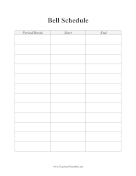 High School Bell Schedule teachers printables