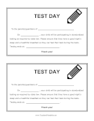 Test Day Reminder teachers printables