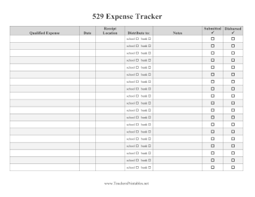 529 Expense Tracker Teachers Printable