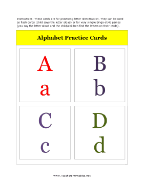 A to D Alphabet Flash Cards Teachers Printable