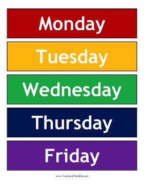 Calendar Weekdays Background Teachers Printable