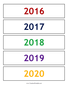 Calendar Years Color Teachers Printable