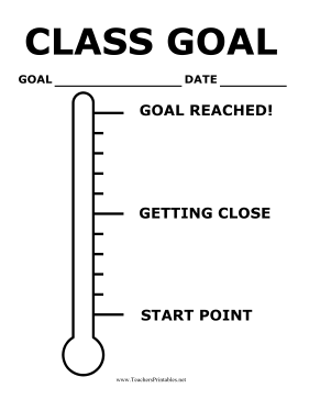Classroom Goal Thermometer Poster Teachers Printable