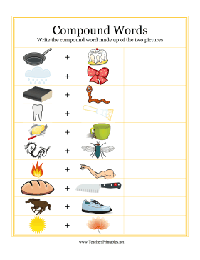 Compound Word Pictures Teachers Printable