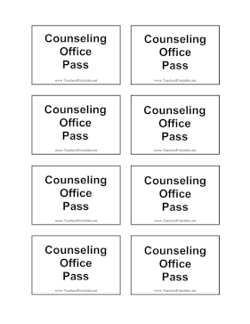 Counseling Office Pass Teachers Printable