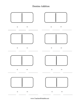 Domino Addition Worksheet Blank Teachers Printable
