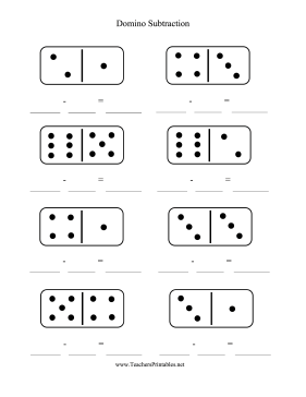 Domino Subtraction Worksheet Teachers Printable