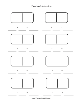 Domino Subtraction Worksheet Blank Teachers Printable
