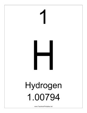 Hydrogen Teachers Printable