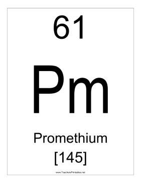 Promethium Teachers Printable