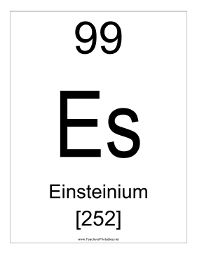 Einsteinium Teachers Printable