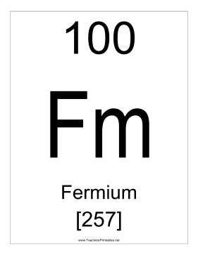 Fermium Teachers Printable