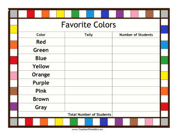 Favorite Colors Tally Teachers Printable