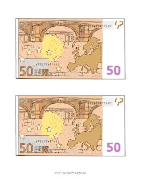 Fifty Euro Note Reverse Teachers Printable