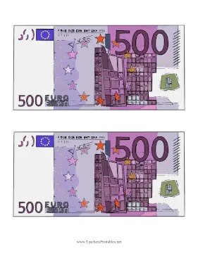 Five Hundred Euro Note Obverse Teachers Printable