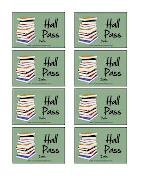 Books Hall Pass Teachers Printable