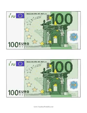 Hundred Euro Note Obverse Teachers Printable