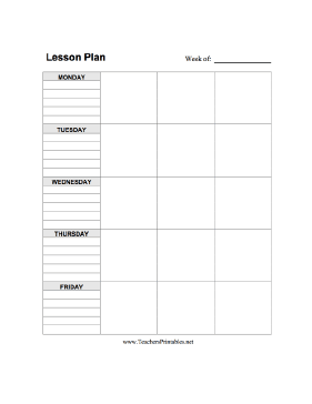 Lesson Plan Template — Vertical Teachers Printable
