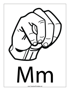 Letter M-Outline-With Label Teachers Printable