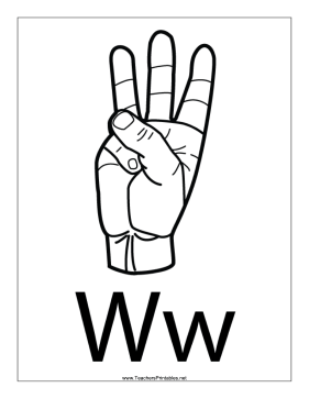 Letter W-Outline-With Label Teachers Printable