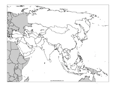 Blackline Map of Asia Teachers Printable