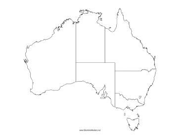 Blackline Map of Australia Teachers Printable